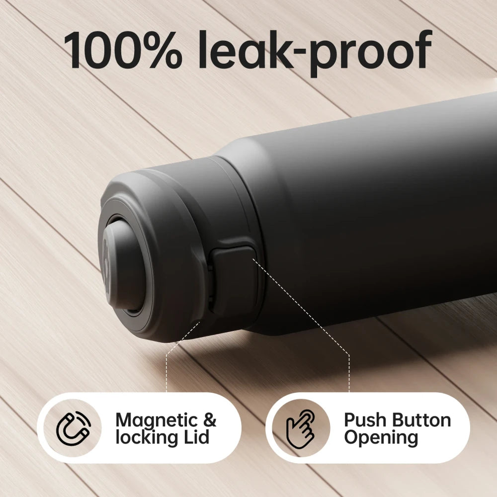 Magnetic Stainless Steel Water Bottle with Phone Holder
