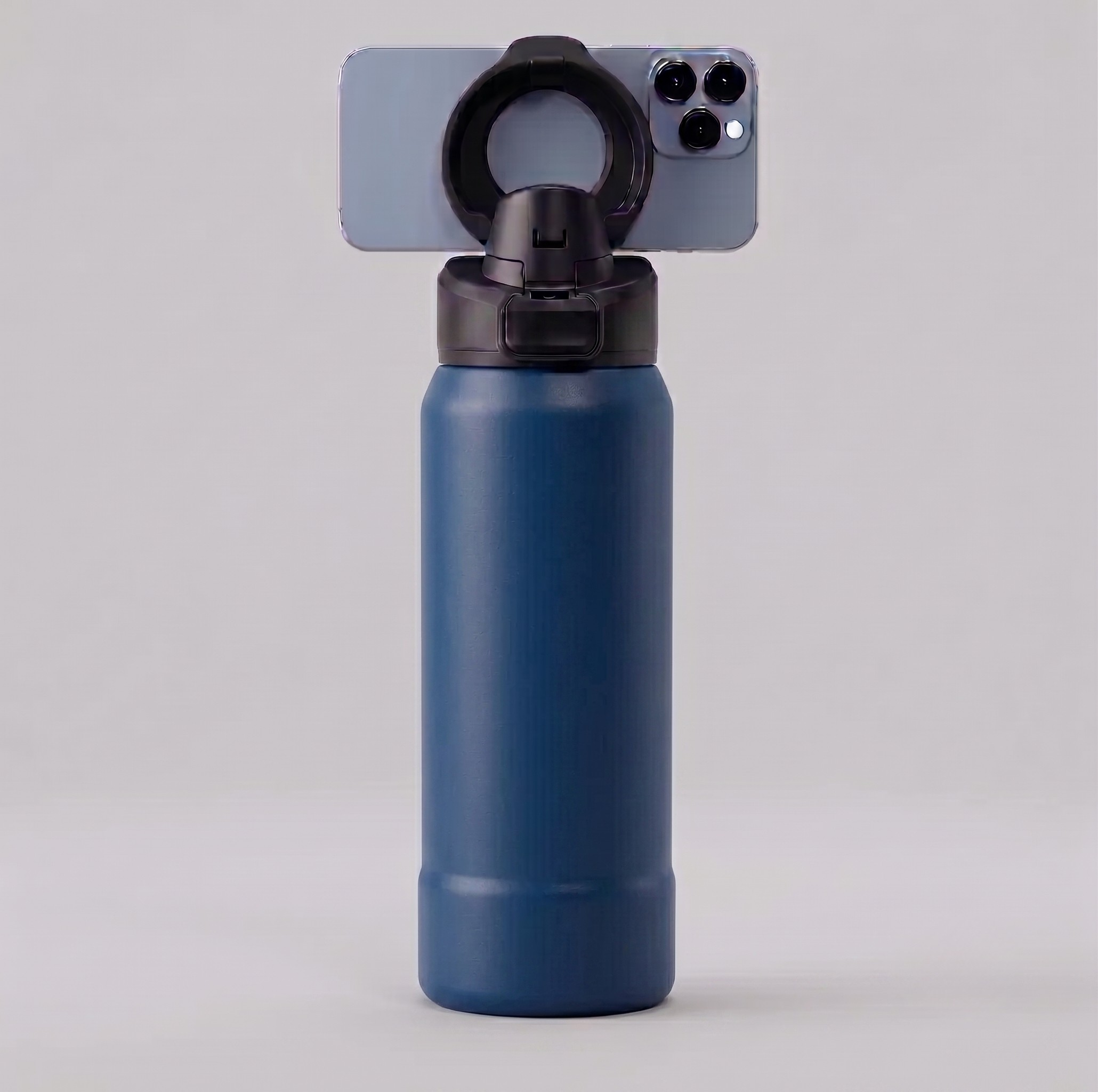 Magnetic Stainless Steel Water Bottle with Phone Holder