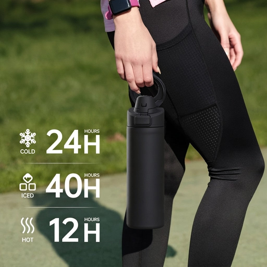 Magnetic Stainless Steel Water Bottle with Phone Holder