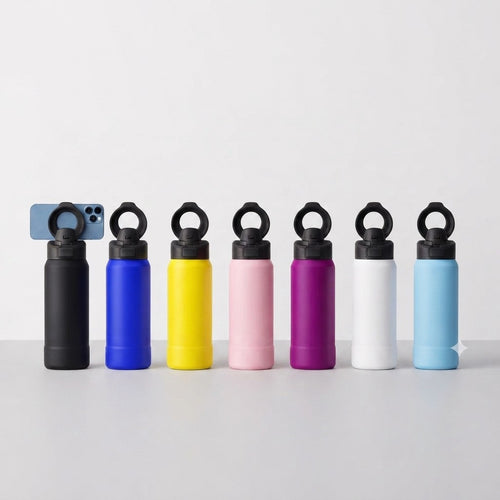 Magnetic Stainless Steel Water Bottle with Phone Holder