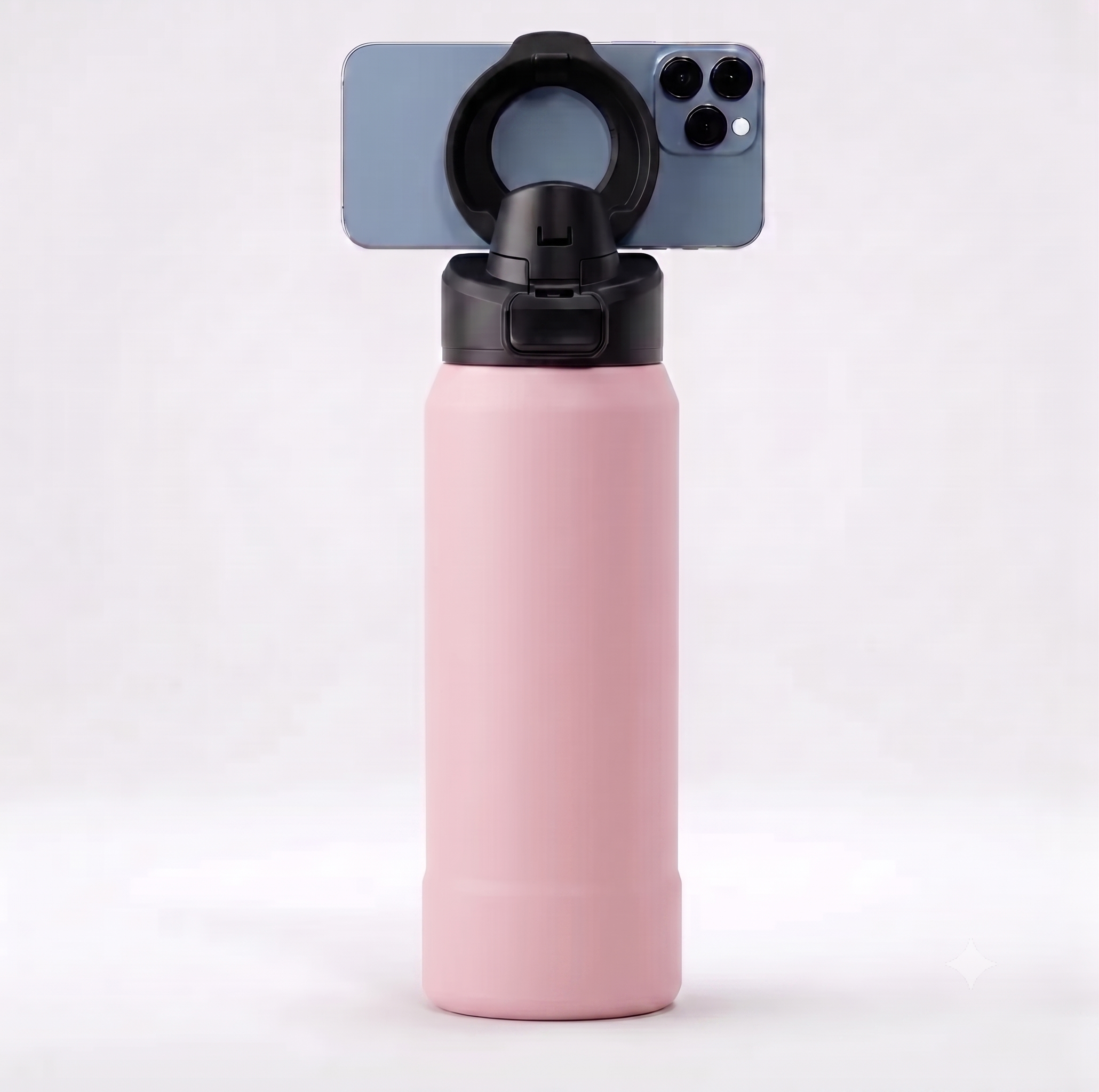 Magnetic Stainless Steel Water Bottle with Phone Holder