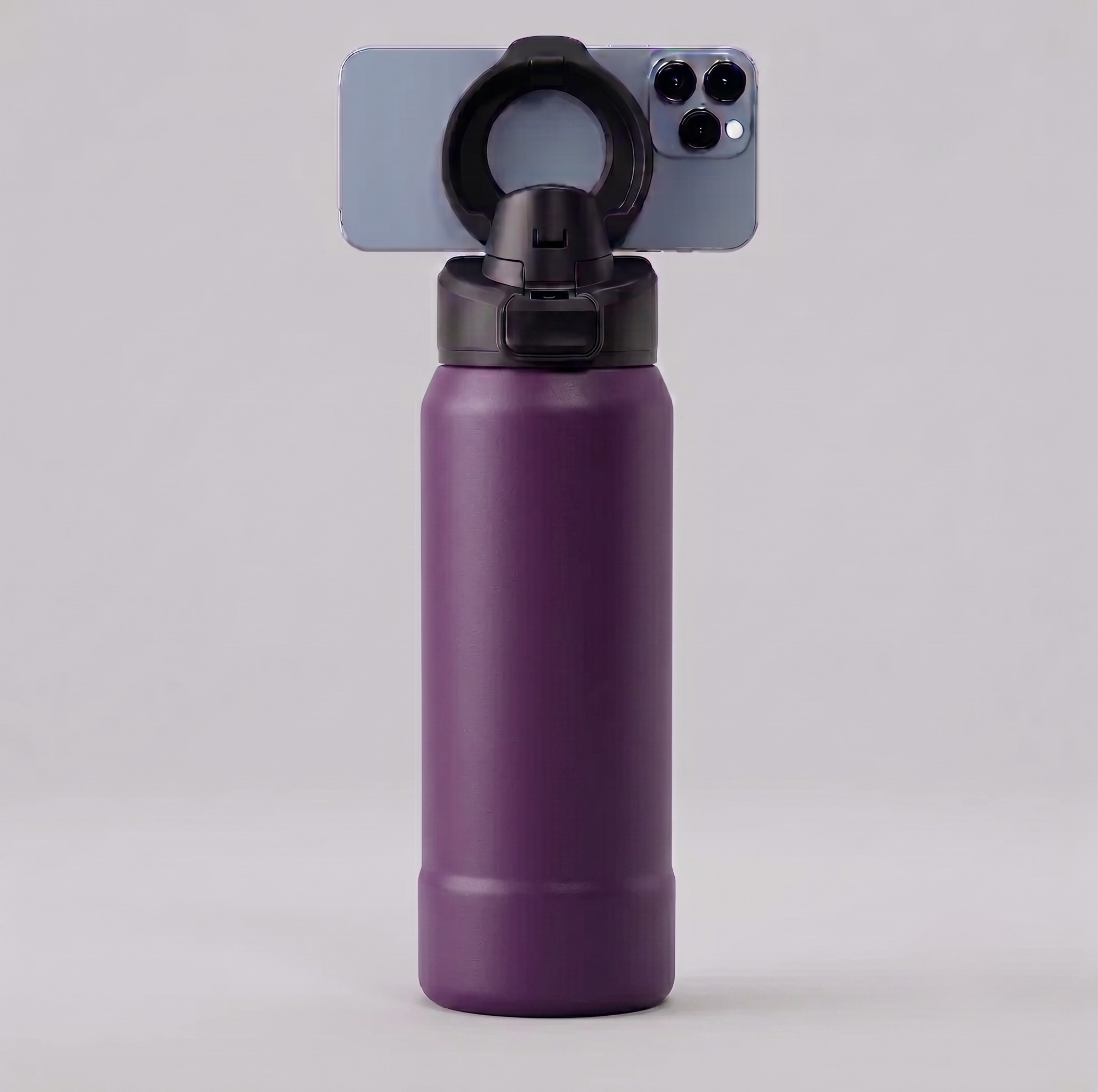 Magnetic Stainless Steel Water Bottle with Phone Holder