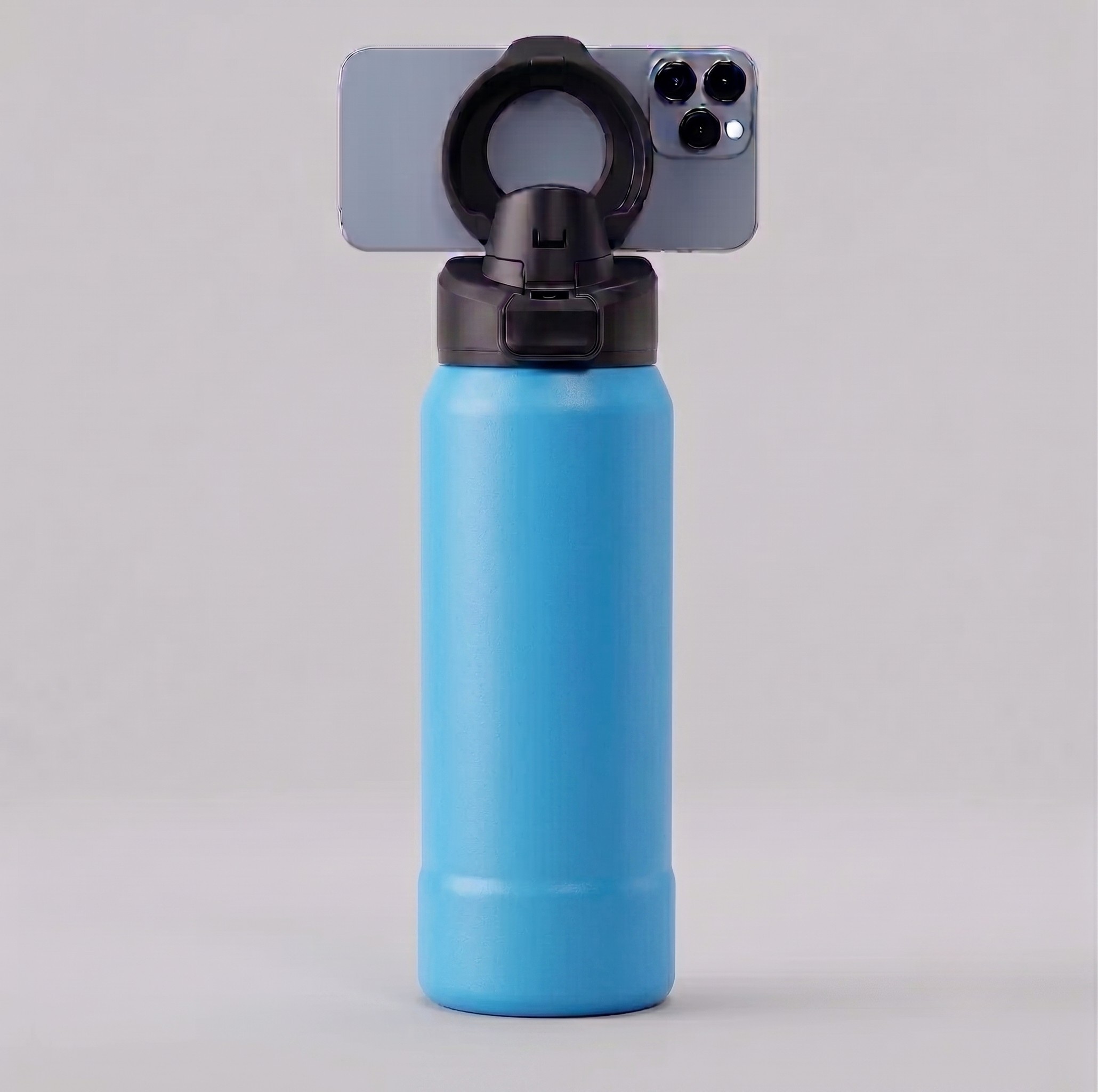 Magnetic Stainless Steel Water Bottle with Phone Holder